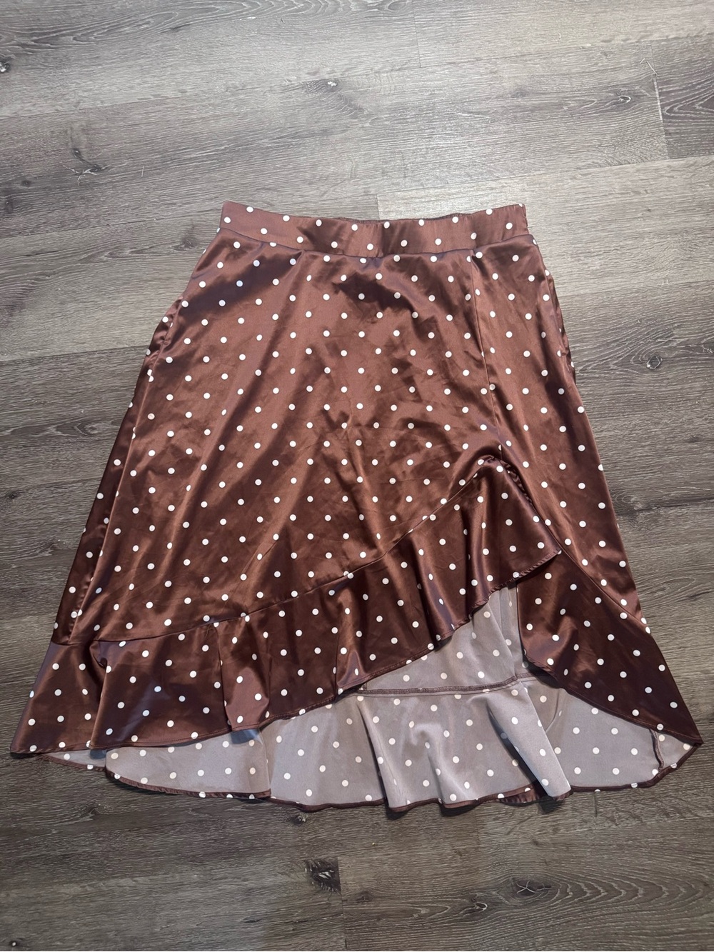 torrid Brown Polka Dot Ruffle-Hem High-Low Skirt